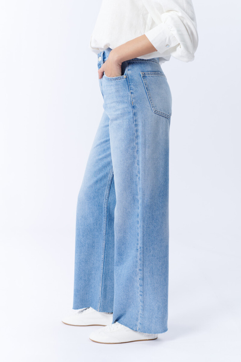 Pantalón De Jean Wide Azul Medio