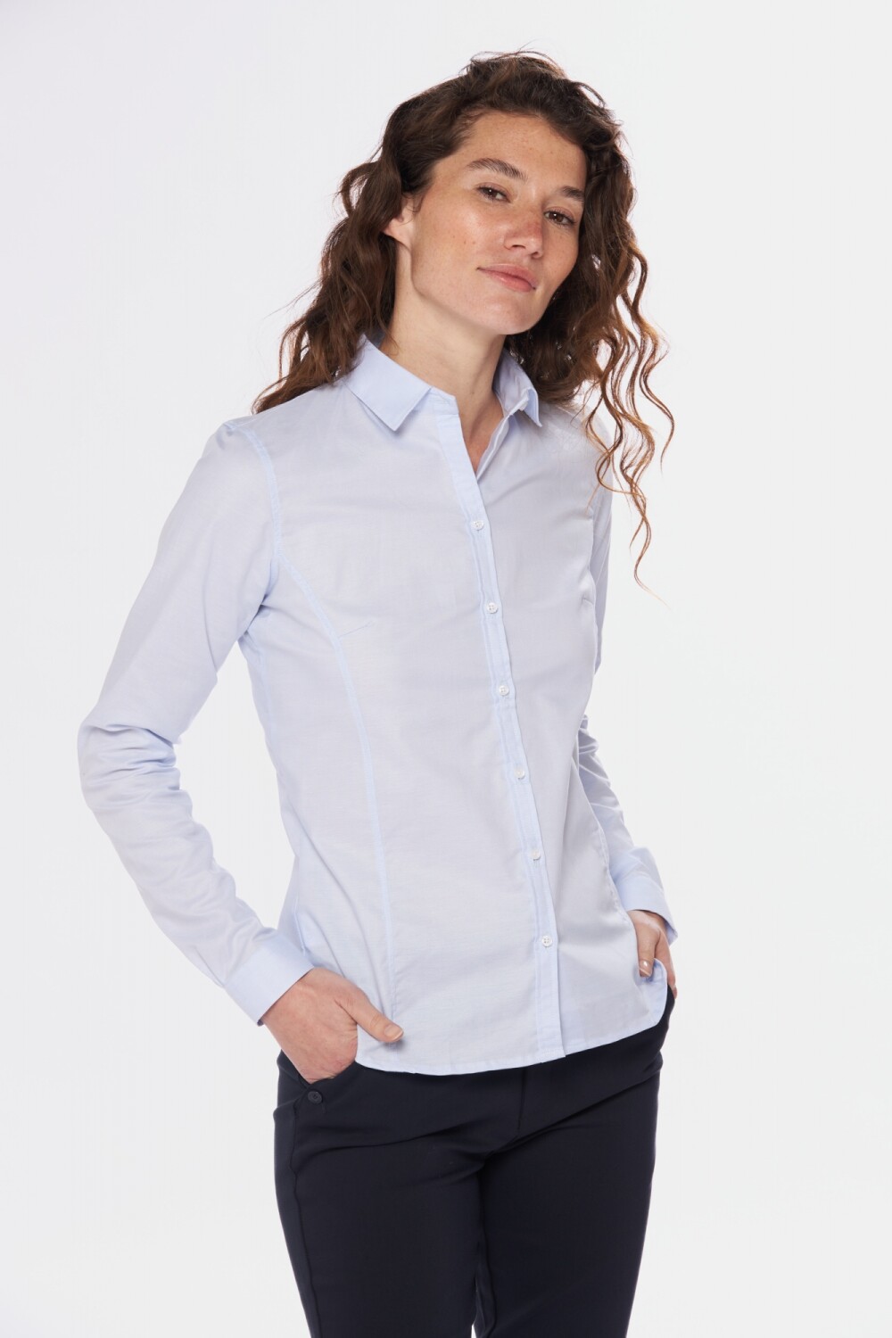 CAMISA LISA OXFORD Celeste