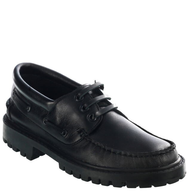 Zapatos Infantiles Croco Kids Leñador Colegial de Cuero Negro