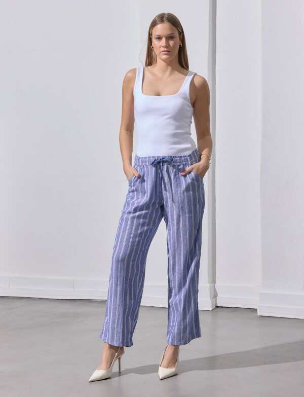 Pantalon Lino AZUL