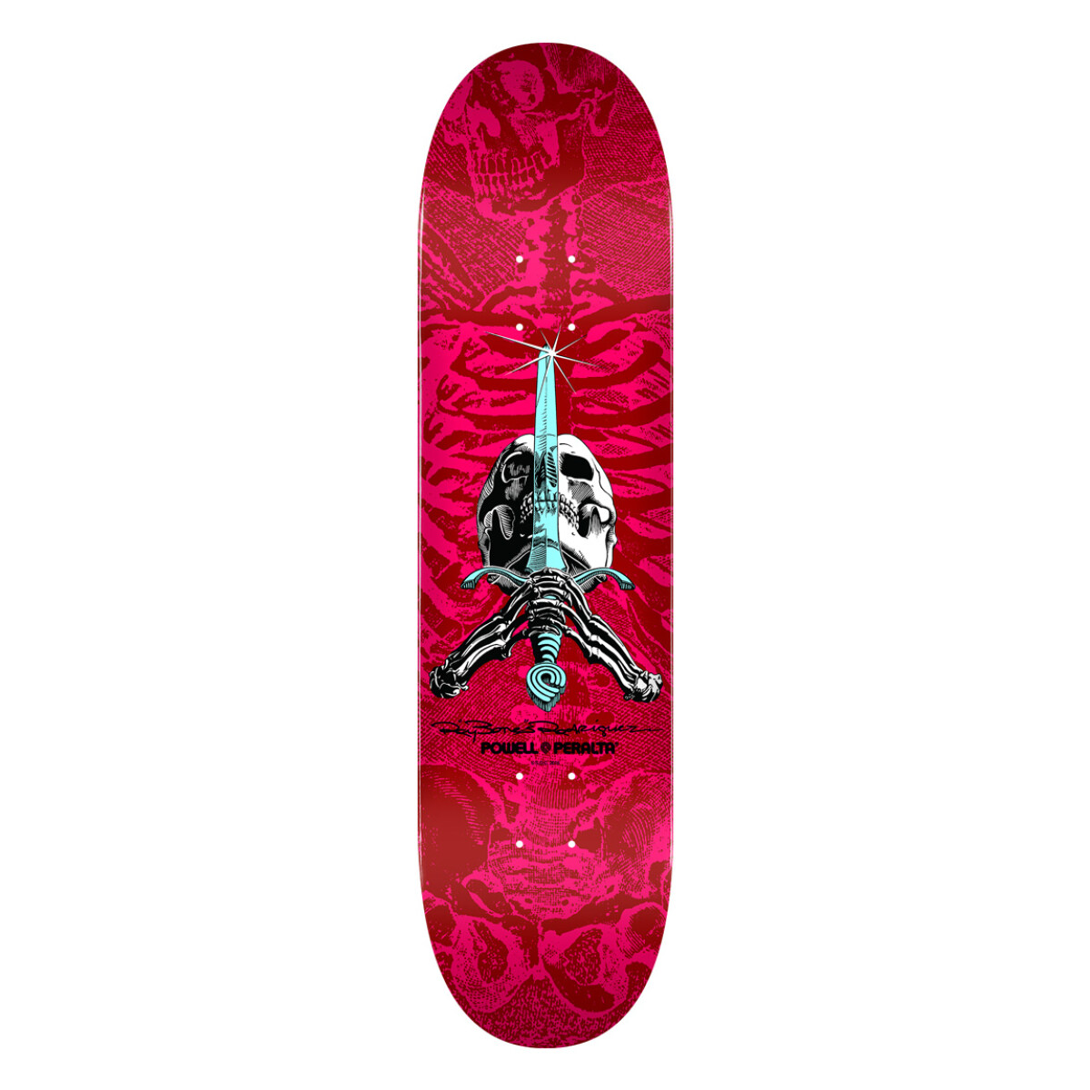 Deck Powell Peralta Skull & Sword PINK - RED 8.5" X 32" (Sólo Tabla) 