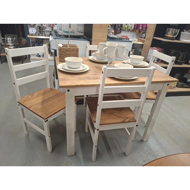 Juego de comedor 4 sillas (Blanco y Miel) Juego de comedor 4 sillas (Blanco y Miel)