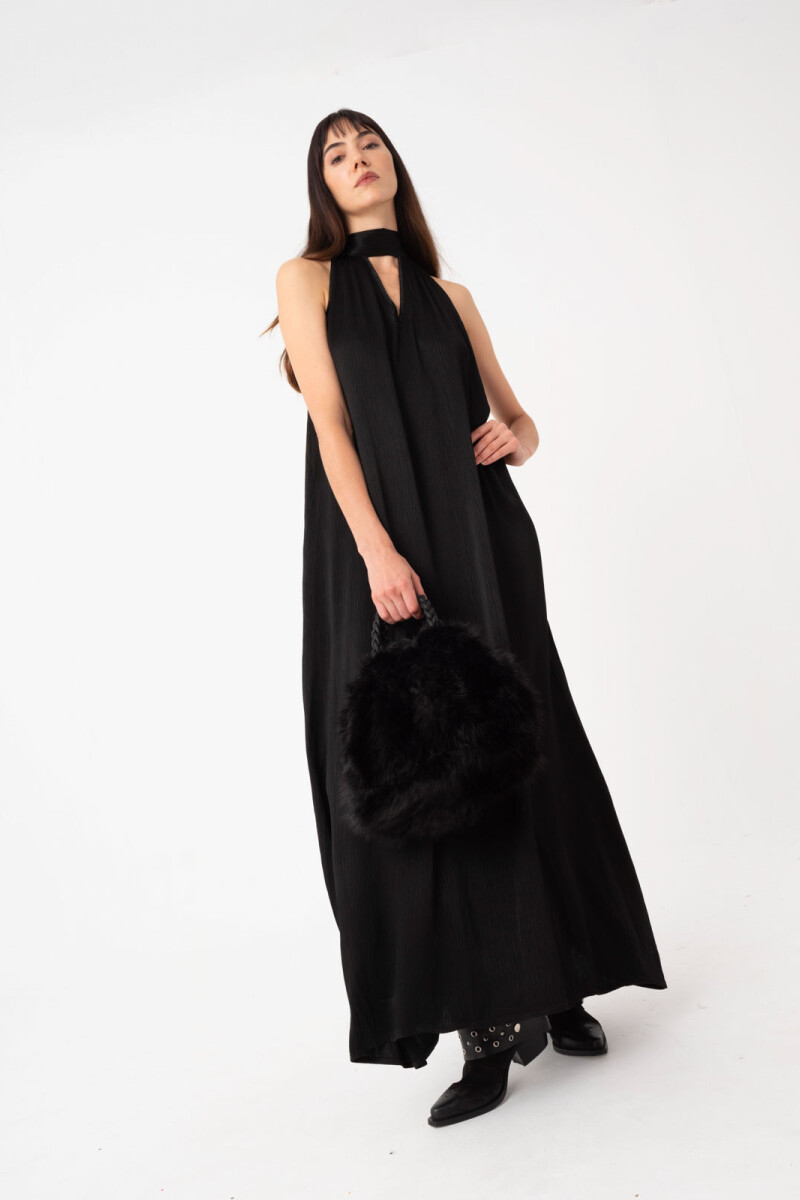 VESTIDO ARRUGADO Negro