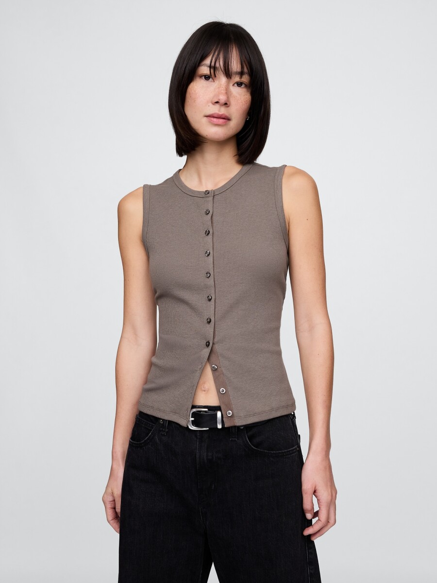 Musculosa Con Botones Rib Mujer - Plymouth Rock 