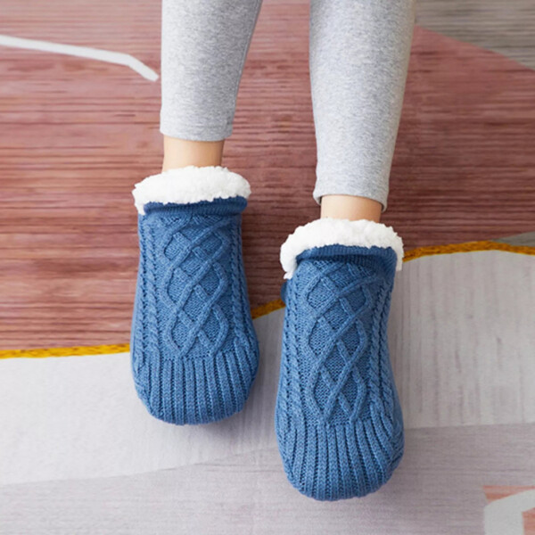 Medias Termicas Polar Invierno Algodón Antideslizantes Variante Color Azul L