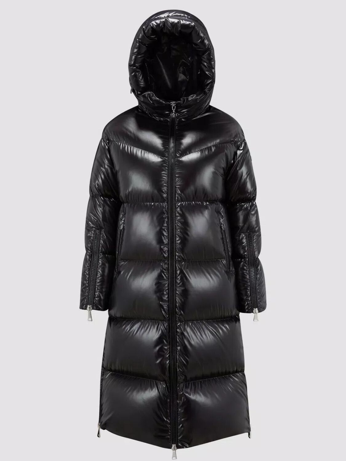 Moncler -Chaqueta larga con capucha integrada, HUPPELONG Negro