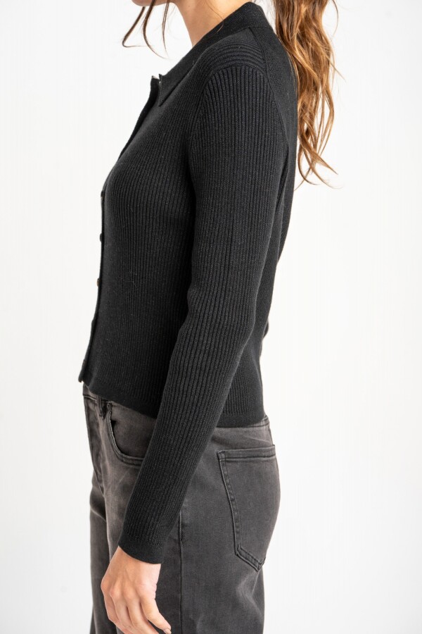 Cardigan Cuello Polo Negro