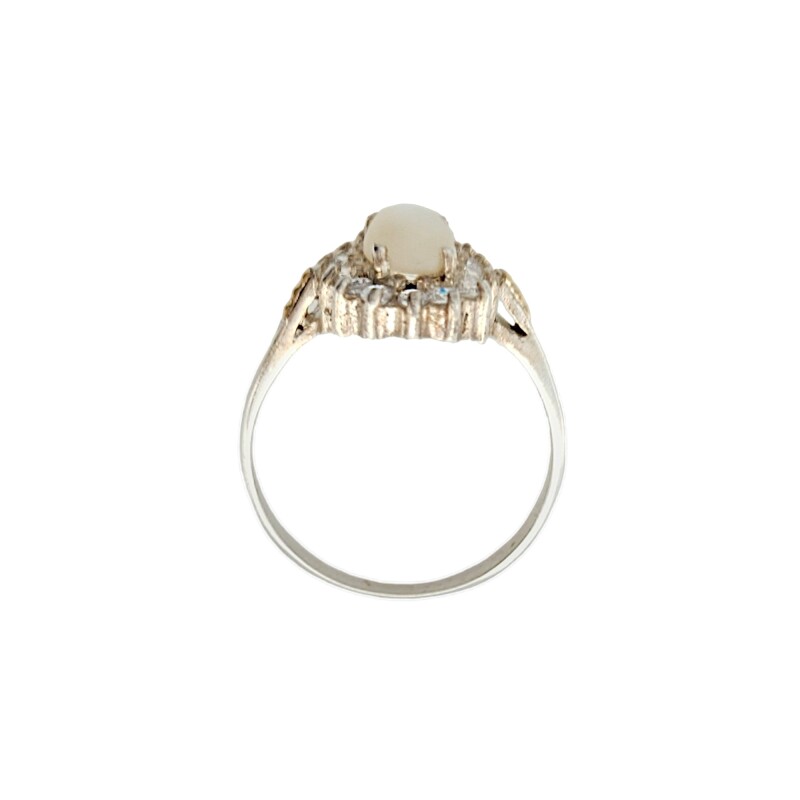 Anillo Halo-Plata y Oro-Media Perla y Zirconia-AN5559 conperla