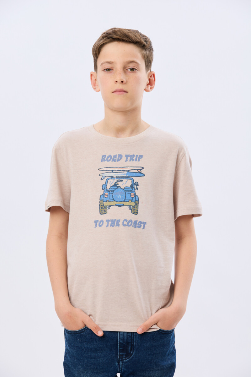 REMERA ESTAMPADA DE ALGODÓN - Beige 