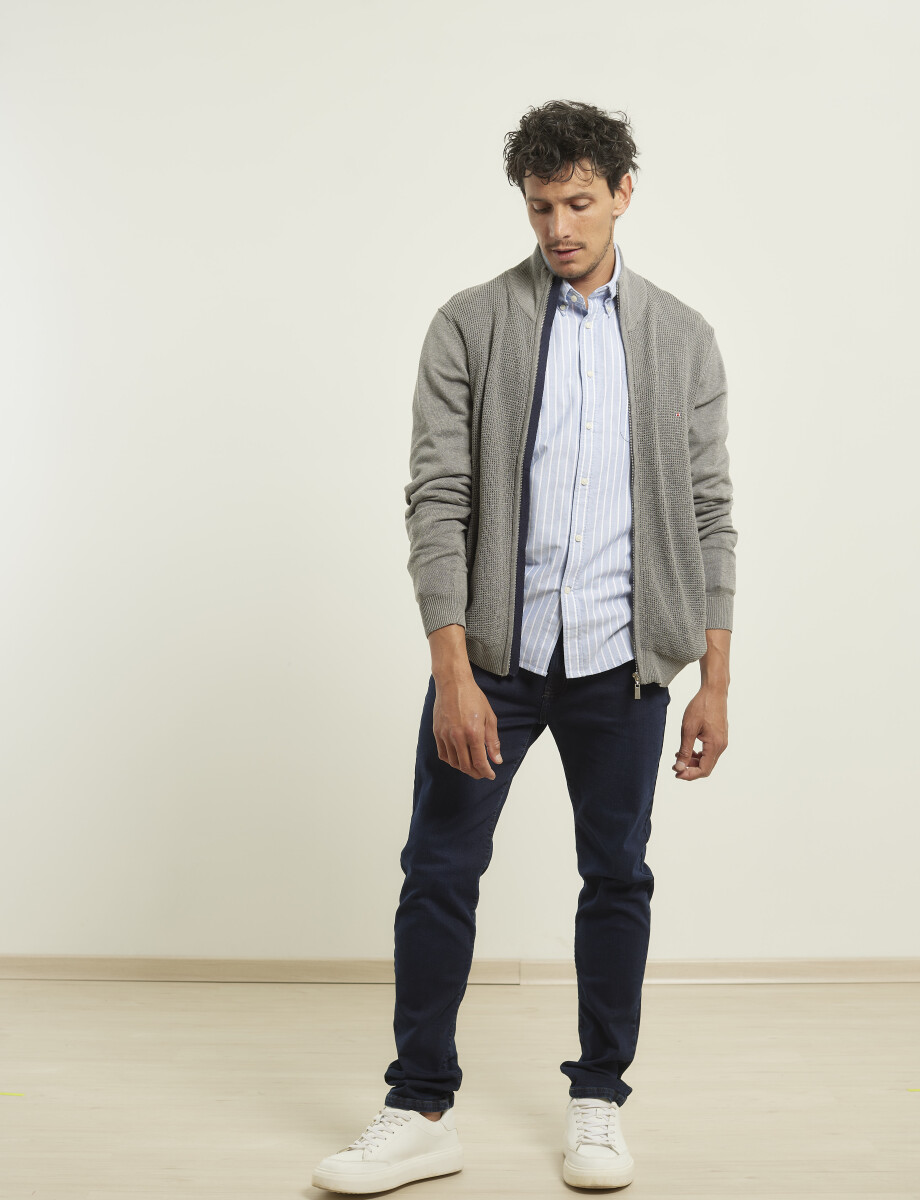 470589 CARDIGAN PUNTO HARRINGTON LABEL Gris