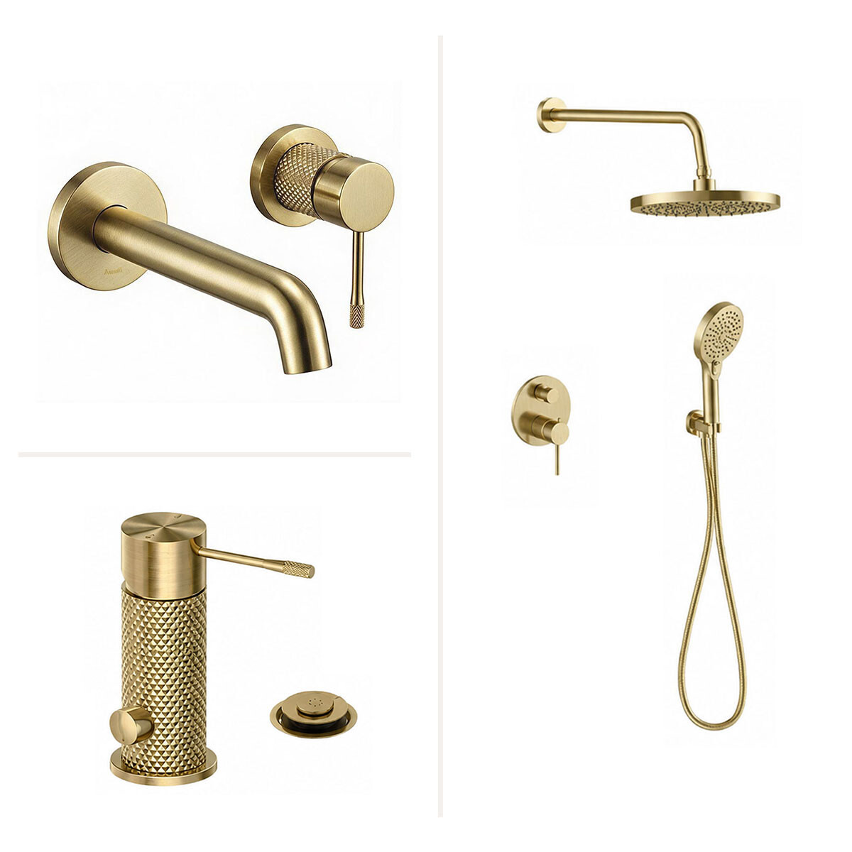 Juego De Griferia Signature Brushed Gold Con Lavatorio Pared 
