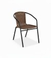 Silla Si­mil Rattan y acero clasica Marron