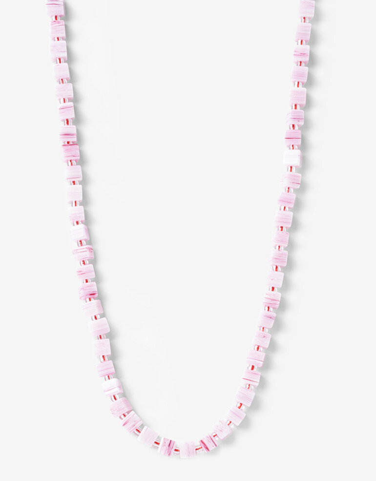 Collares Largos Color Collar Largo Cubitos Glass - Rosa Claro