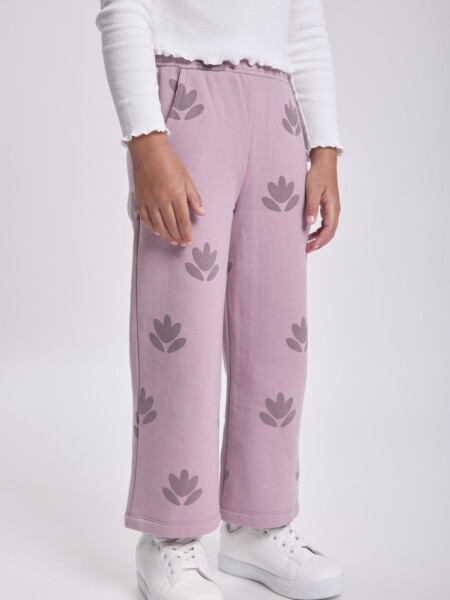 Pantalón ancho estampado Flores Violeta