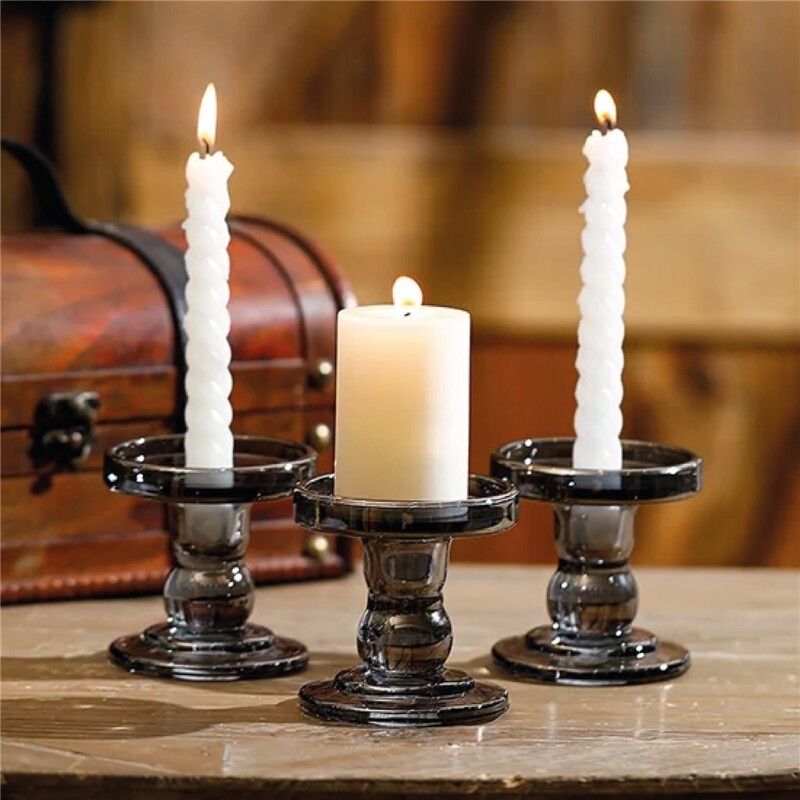 CANDELABRO VIDRIO D8.5/H8.6CM COLOR HUMO CANDELABRO VIDRIO D8.5/H8.6CM COLOR HUMO