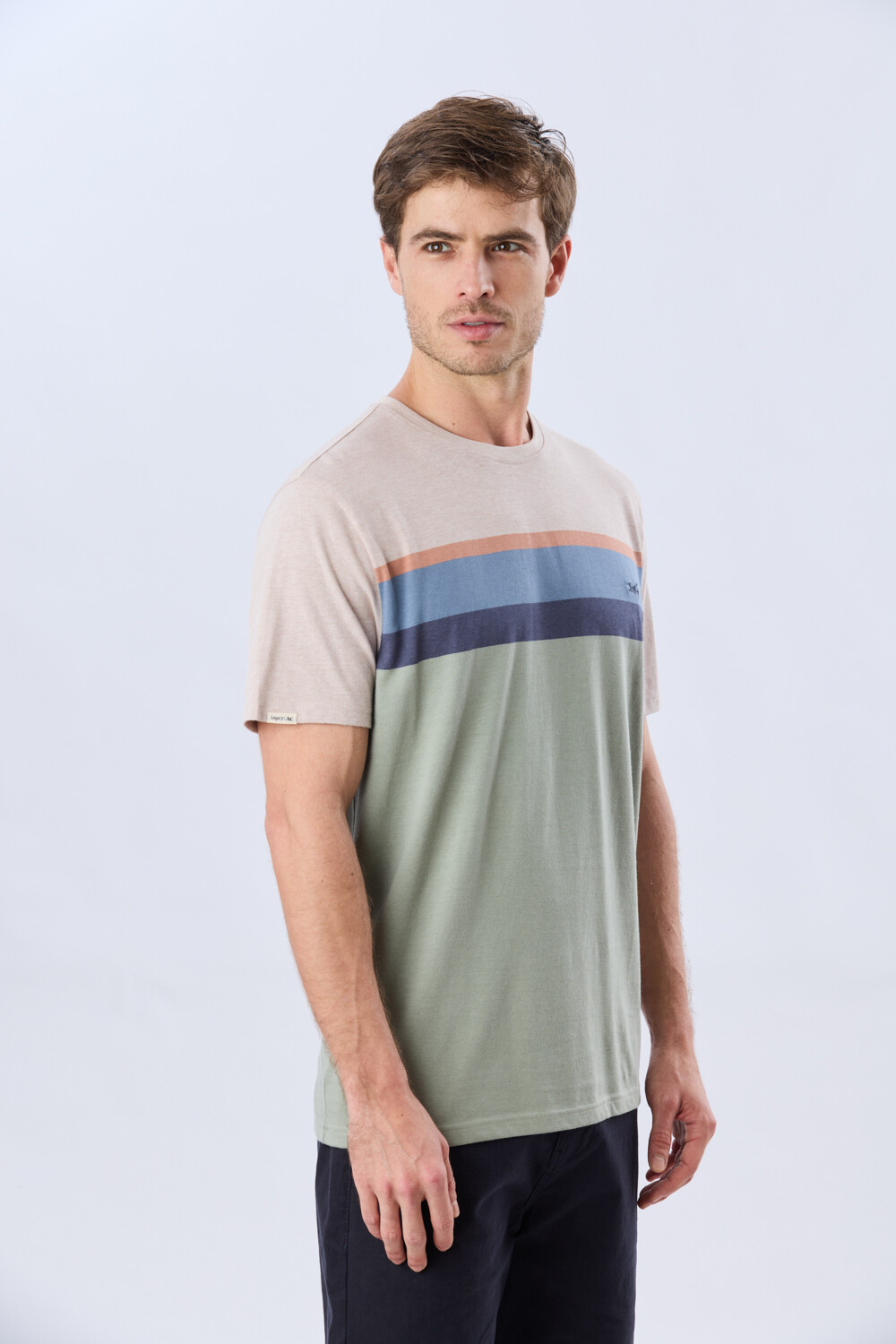 REMERA RAYADA DE ALGODÓN Pistacho