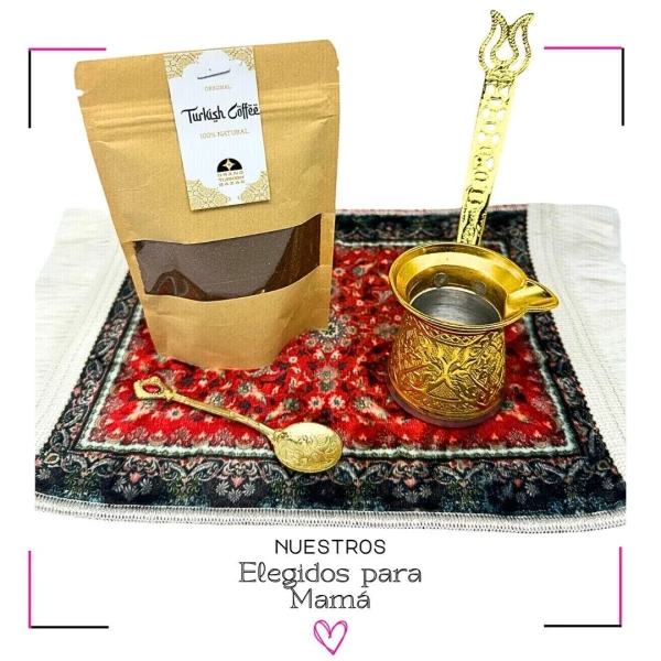 SET CAFÉ + CEZVE + CUCHARILLA Dorado