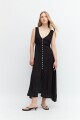 Maxi vestido con botones negro