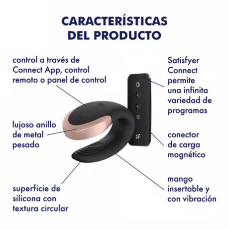 Vibrador Mando A Distancia Bluetooth Y Control Remoto Satisfyer Double Love Negro