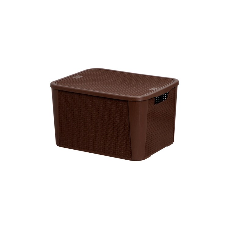 CESTO CAJA SIMIL RATTAN N°3 17LTS CAFE Sin color