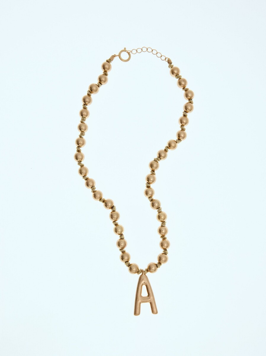 Collar Corto De Cuentas Dorado - dorado 