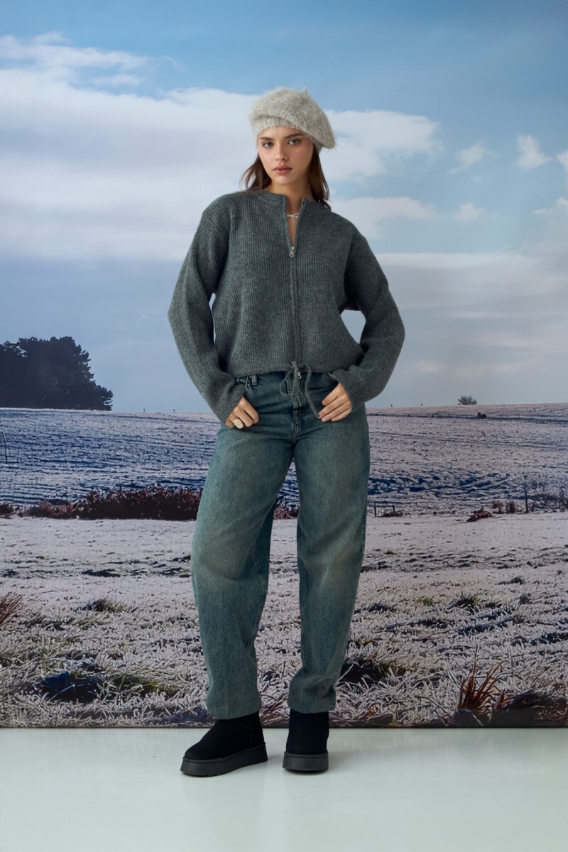 Cardigan rib ajustable - gris oscuro 