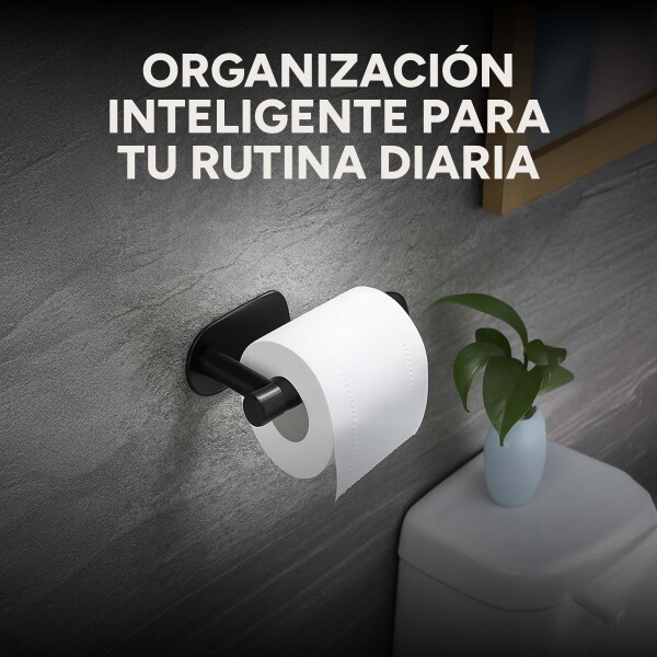 Juego De Accesorio P/ Baño Ducha Set 4 Piezas Autoadhesivo Color Variante Negro