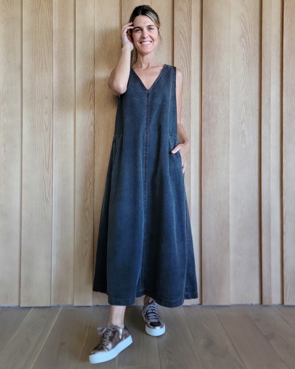 Vestido Formentera - Denim Negro Picado 