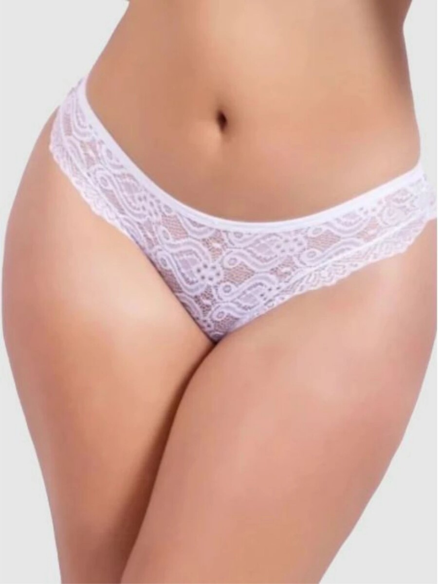 Bikini Algodón con Encaje - Flor - Blanco 