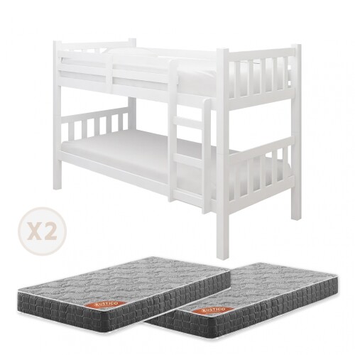 Cucheta extra Reforzada + 2 Colchones Rustico Blanco