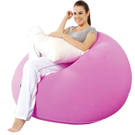 Sillón Puff Inflable Con Respaldo Interior Exterior Rosa
