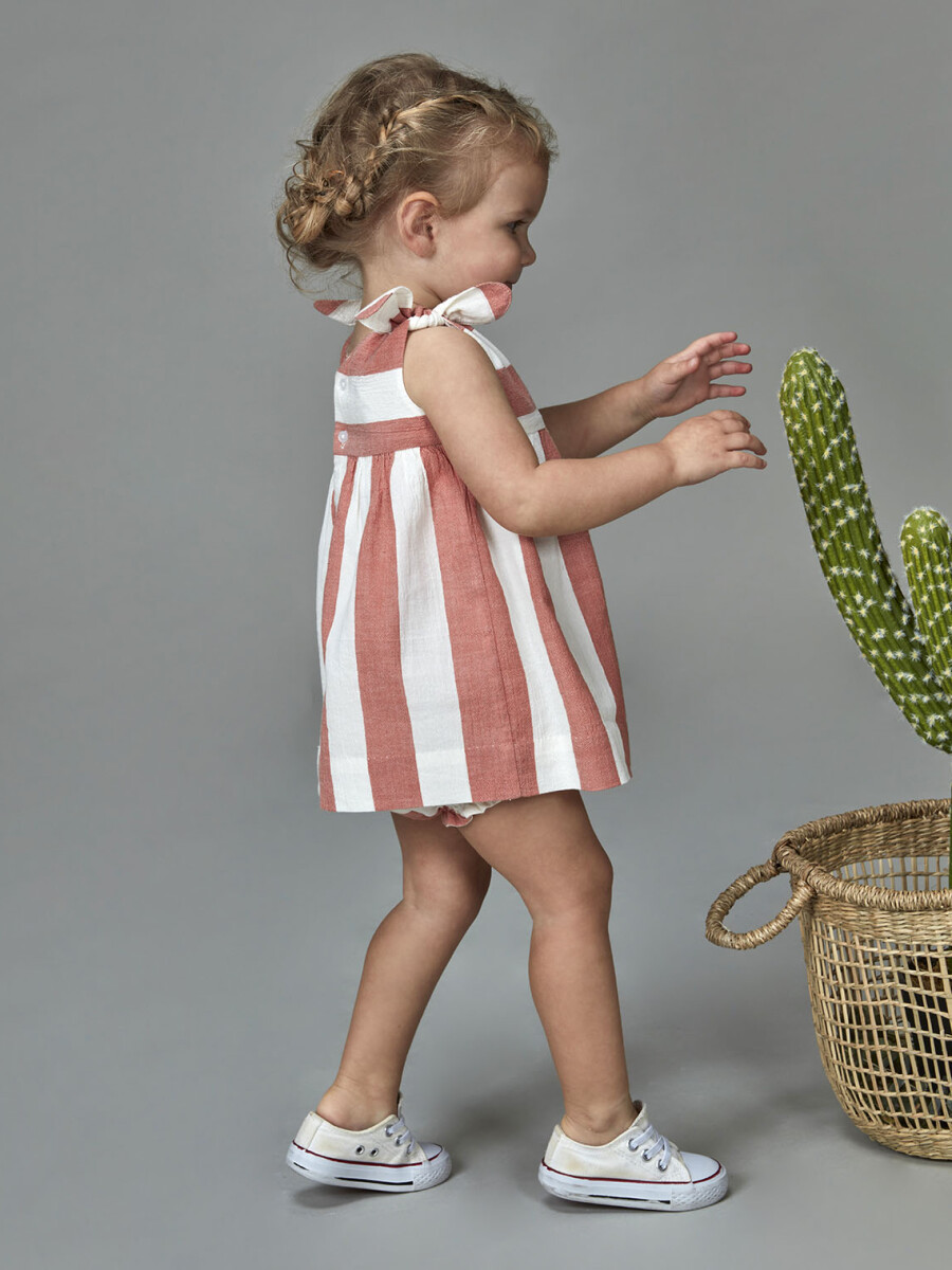 Vestido Rayas Tirantes Naranja