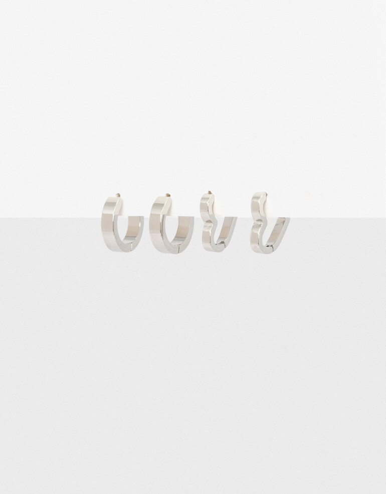 Aros Argollas Set Metal Set De Argollas De Acero - Plateado