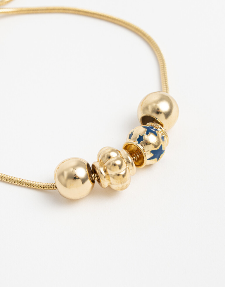 Pulseras Flexibles Metal Pulsera Flexible Dijes - Dorado