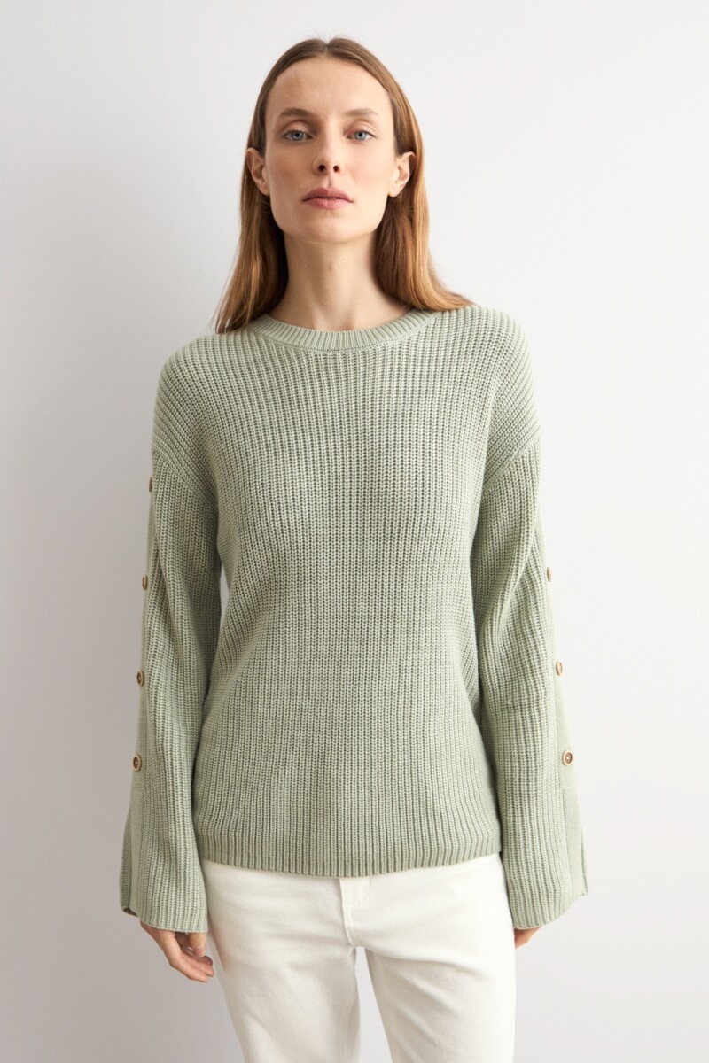 Sweater con botones verde pastel