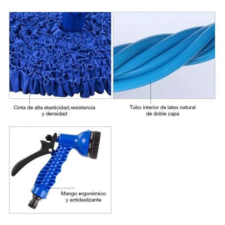 Manguera Flexible Extensible Hasta 15mts + Pistola de Riego Azul