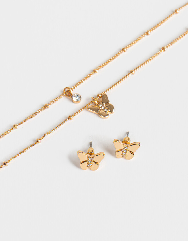 Bijouterie Set Bañada en Oro Set De Aros Y Collares Bañados En Oro - Dorado