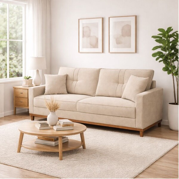 SOFA 3 CUERPOS MALIBU - BOUCLE LISO BEIGE SOFA 3 CUERPOS MALIBU - BOUCLE LISO BEIGE
