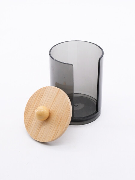 ORGANIZADOR DE ALGODÓN CON TAPA BAMBU GRIS (V)