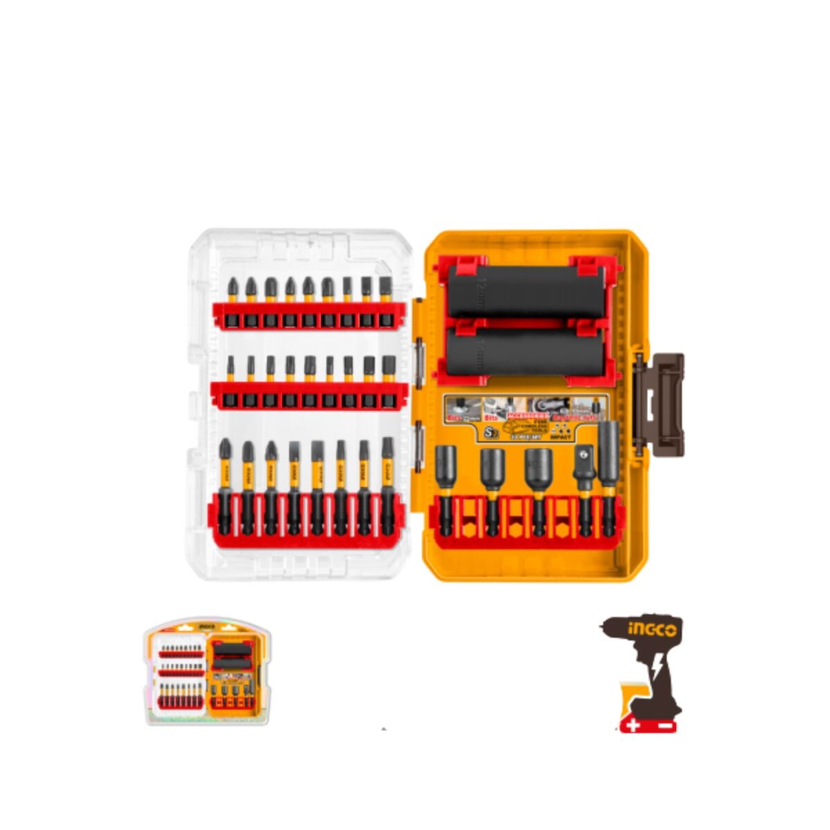 Set 33 Piezas Puntas Y Dados Para Impacto Ingco 