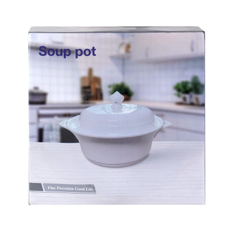 Sopera de ceramica blanca con tapa y asas Sopera de ceramica blanca con tapa y asas