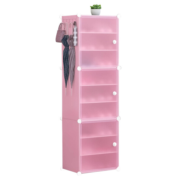 Armario Organizador de Zapatos IMBACK IBK-PLC007 | 3 Pisos, 3 Puertas Esmeriladas, Compacto y Versátil Rosa Armario Organizador de Zapatos IMBACK IBK-PLC007 | 3 Pisos, 3 Puertas Esmeriladas, Compacto y Versátil Rosa