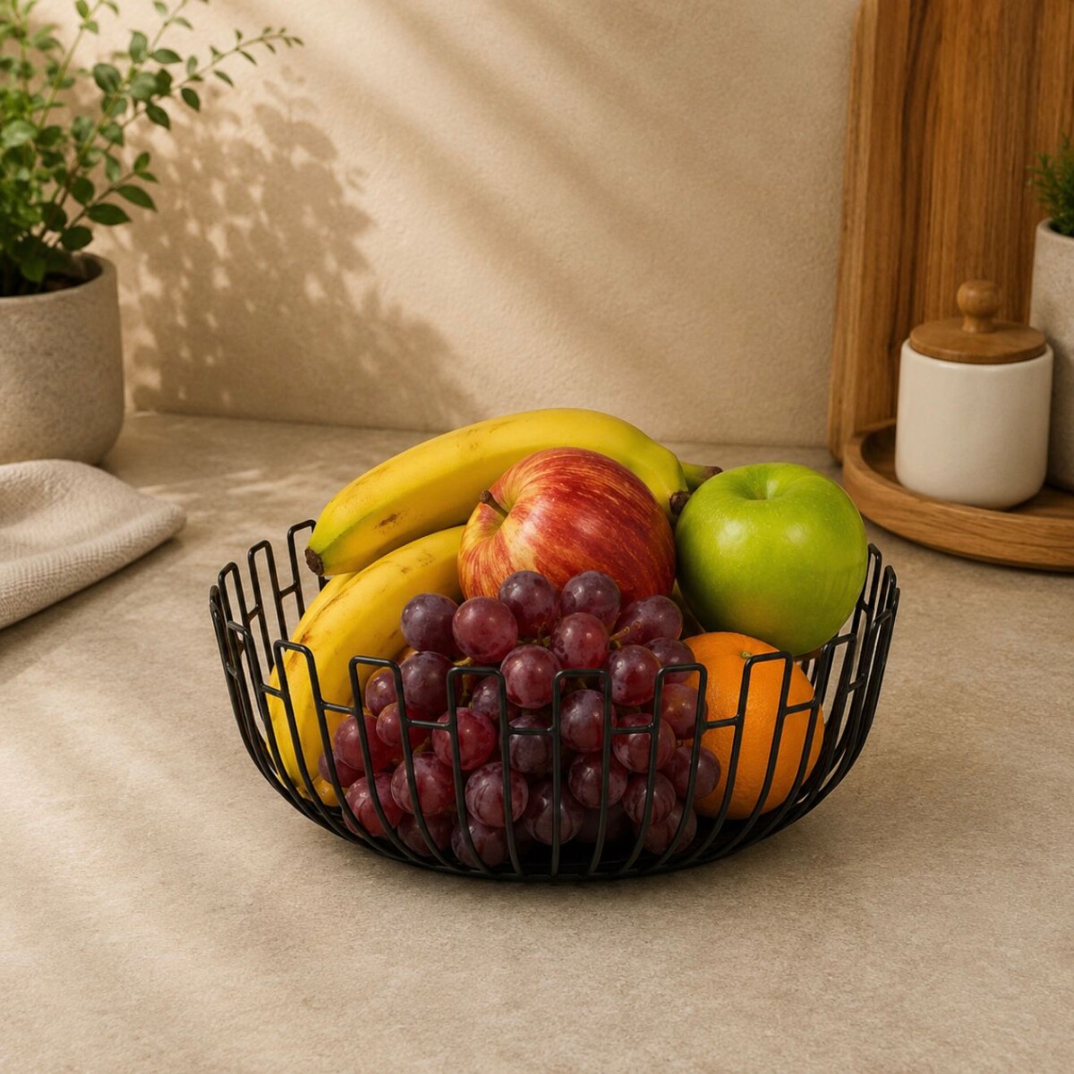 Frutero De Mesa Metálico Negro Ø 27cm x Alto 10cm 