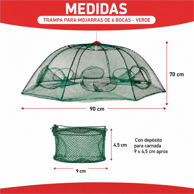 Trampa para mojarras de 6 bocas VERDE