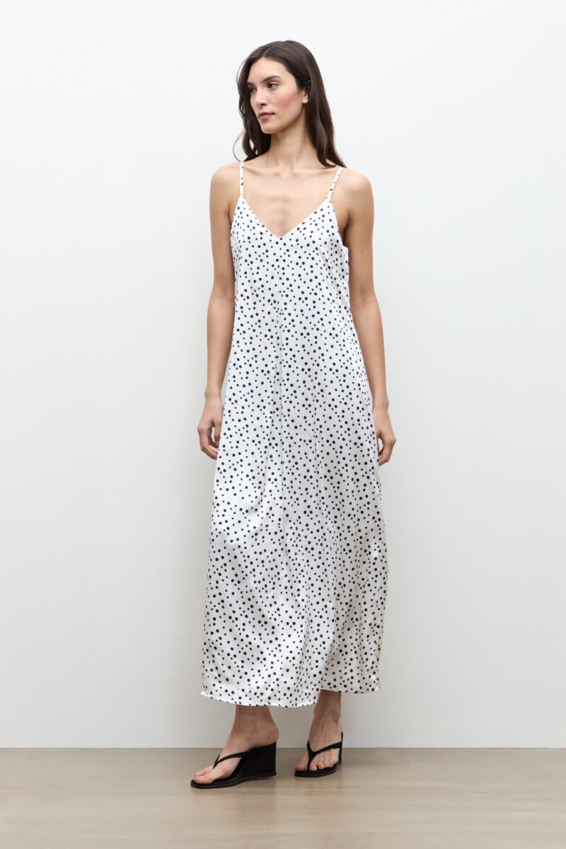 Vestido estampa lunares crudo