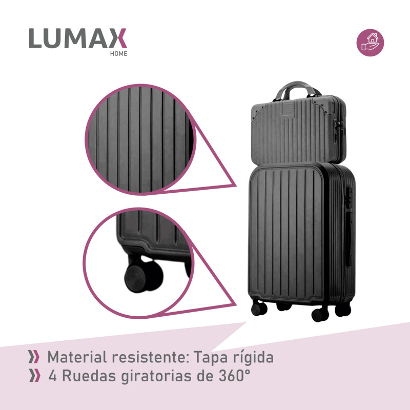 Set De 2 Valijas p/viaje 20 + 14 Ligeras y Duradera Negro