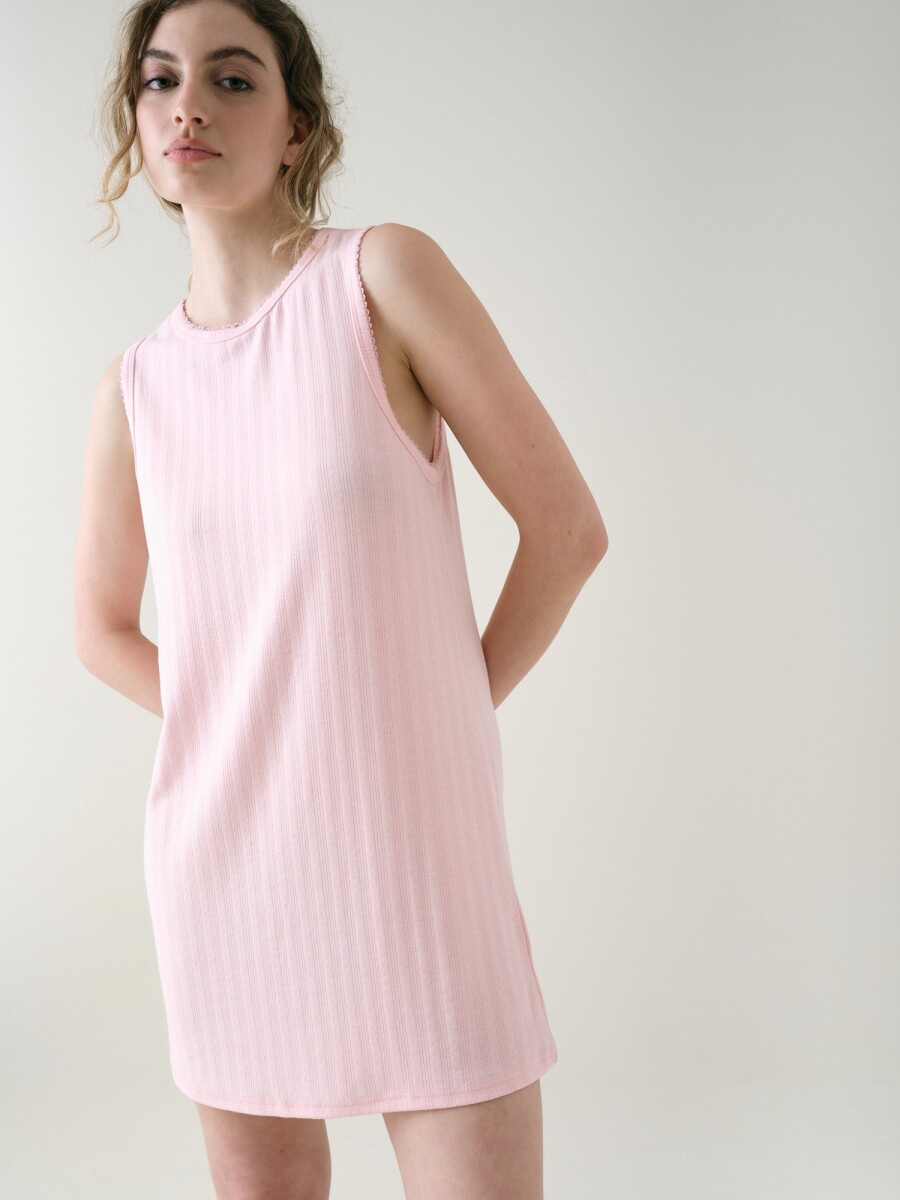 Camisón Sin Manga Pointelle - Rosado 