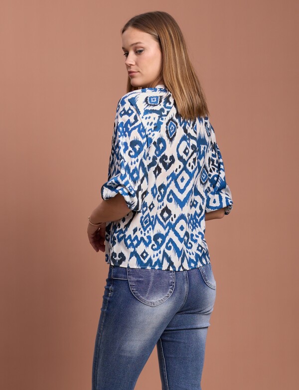 Blusa Botones BLANCO/AZUL