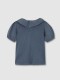 Camiseta De Manga Corta Y Cuello Volante Azul Pato