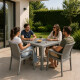 Juego de jardín 4 sillas con apoya brazo + mesa simil ratán 90x90cm GRIS